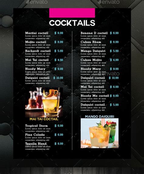 23 Cocktail Menu Templates Free And Premium Downloads Cocktail Menu