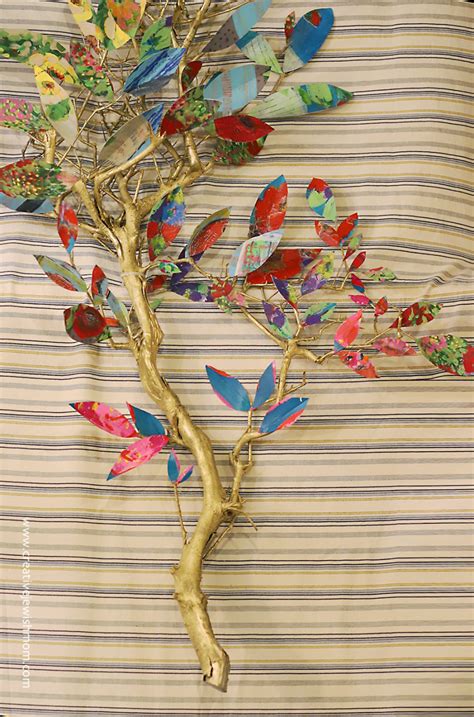 Diy Tree Branch With Colorful Leaves Wall Art Creative