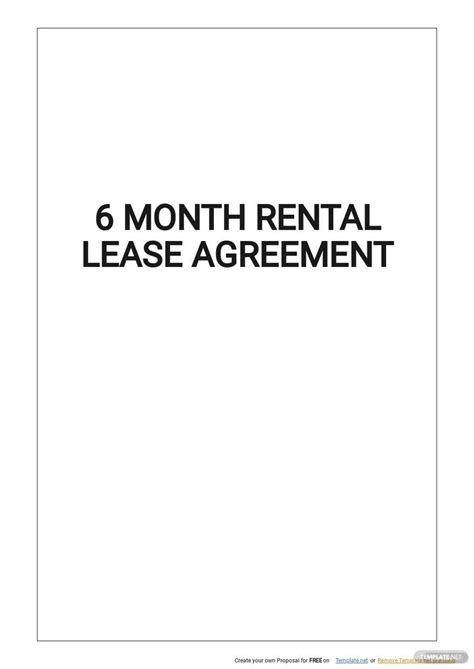 6 Month Lease Template