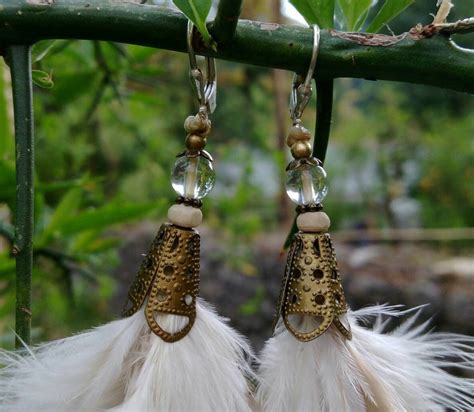 White Feather Earrings Very Long Feathers Rooster Feathers Etsy