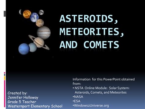 Ppt On Comets Asteroids And Meteors Names Pelajaran