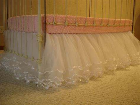 White Tulle Crib Skirt With Ribbon Edgeslined By Ilovemyblankie Crib