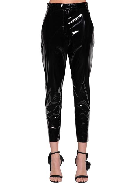 Msgm Stretch Faux Patent Leather Pants In Black Lyst