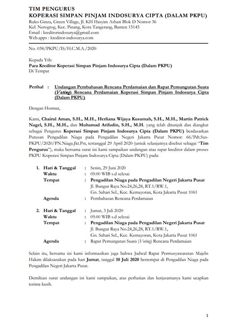 Berikut kumpulan contoh surat dinas resmi baik undangan, untuk pemerintah yang baik dan benar. Contoh Surat Undangan Rapat Koperasi - Sketsa