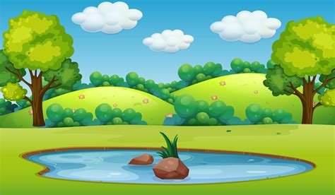 Cartoon Pond Scene