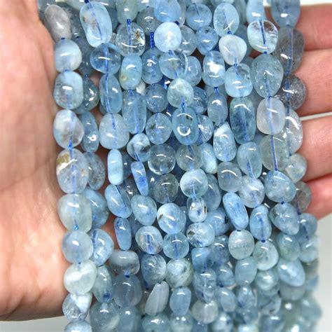 Aquamarine Nuggets Beads Natural Gemstone Loose Beads Grade Ab
