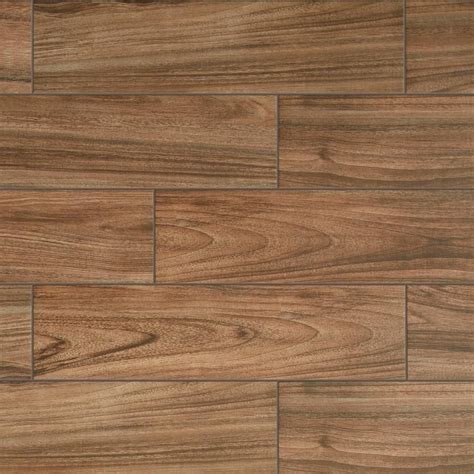 Daltile Baker Wood 6 In X 24 In Walnut Glazed Porcelain Floor And