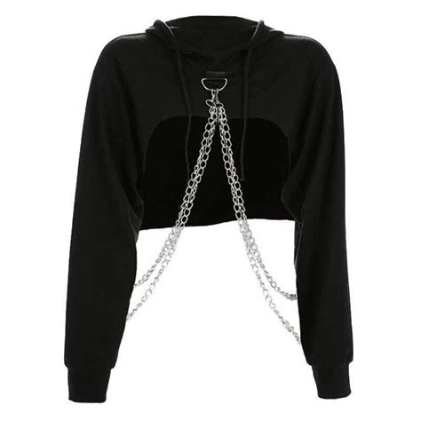 hooded shrug cropped chain hoodie goth punk sweatshirt with etsy