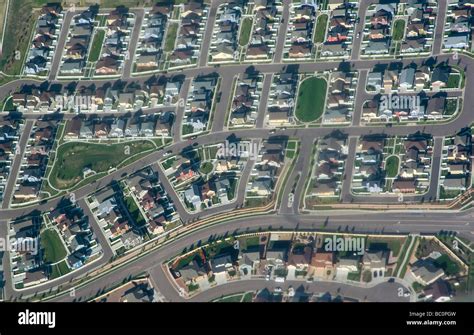 Aerial View Suburban Neighborhood Stock Photo Alamy