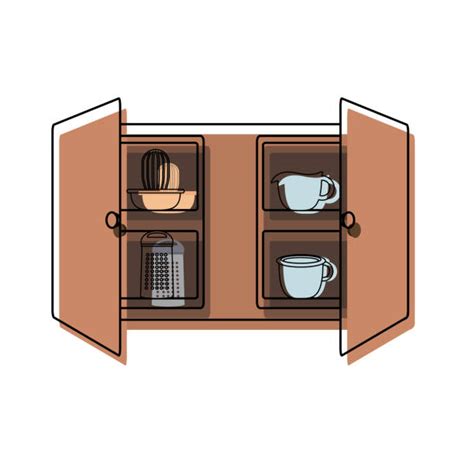 Open Kitchen Cabinet Illustrations Royalty Free Vector