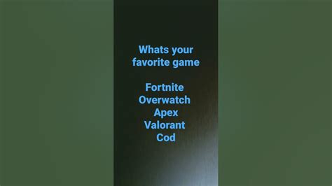 Whats Your Favorite Game Youtube