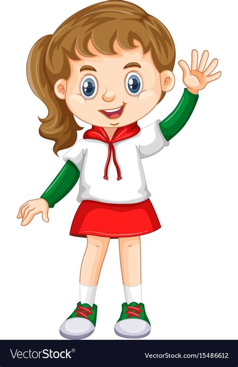 Little Girl Waving Hand Illustration Download A Free Preview Or High