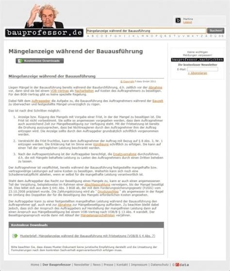 Schriftform bedeutet, dass sie ein schreiben aufsetzen und ihre wohnungskündigung handschriftlich unterschreiben müssen. Mängelrüge Musterbrief Baumängel Vob