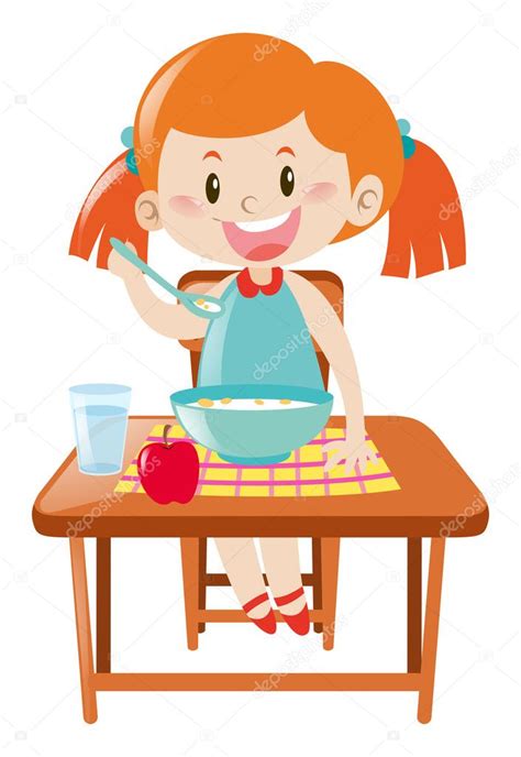 Girl On Dining Table Eating Stock Vector Image By ©brgfx 127191570