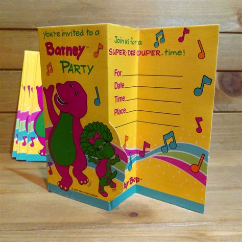 Vintage Barney Birthday Invitations Barney And Friends Baby Etsy