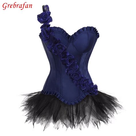 Sexy Straps Overbust Corset With Mini Tutu Skirt Fancy Dresses Costume