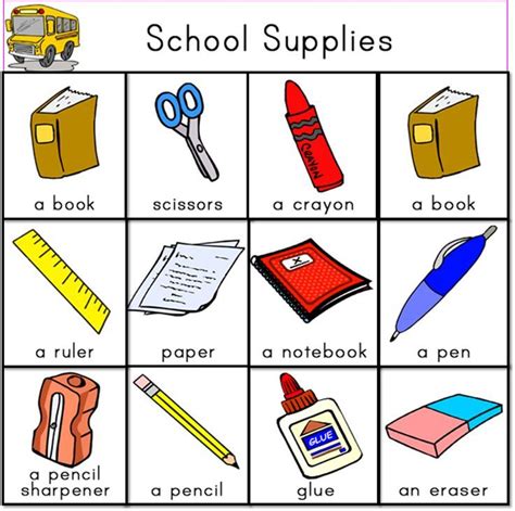 Resultado De Imagen Para School Supplies Vocabulary English