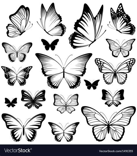 Butterfly Silhouettes Royalty Free Vector Image