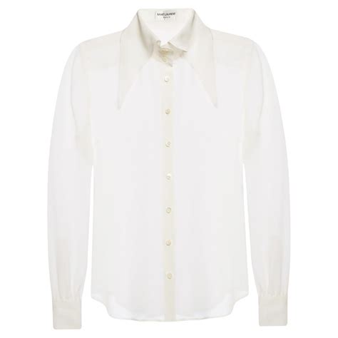 Saint Laurent White Sheer Silk Georgette Ruffled Shirt Size Us 0 2 At