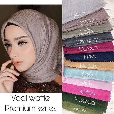 Jual Jilbab Voal Waffle Premium Series Lasercut Hijab Segi Empat