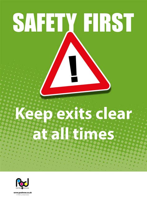 Safety First - keep exits clear | POD | Posters On Demand