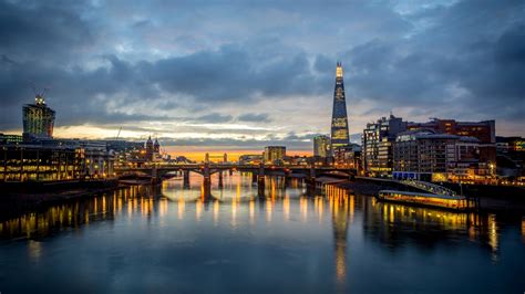 Londres Inglaterra Southwark Bridge Thames Arranha Céu Luzes