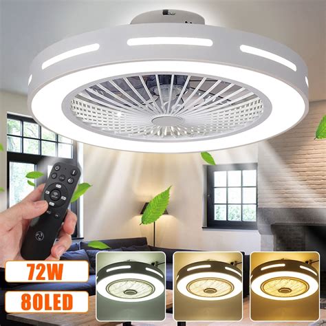 Modern Trendy Led Ceiling Fans Lights 3 Colors Lightingand3 Gear Wind