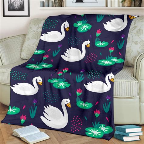 Swan Blanket Swan Duck Throw Blanket Swan Geese Fleece Etsy