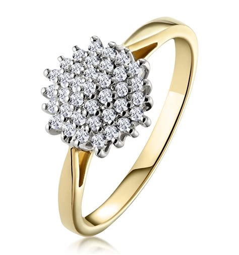 Cluster Ring 025ct Diamond 9k Yellow Gold E5362
