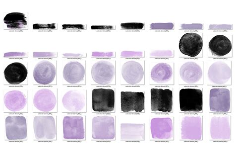 Purple And Black Watercolor Elements By Digital Curio Thehungryjpeg