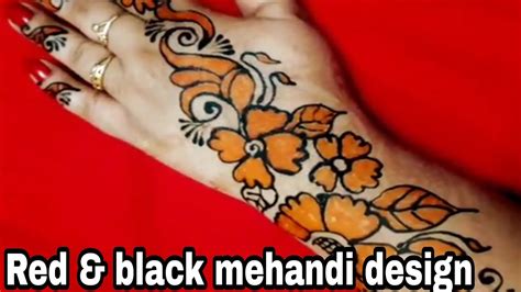 Black And Red Mehndi Designs For Full Hands