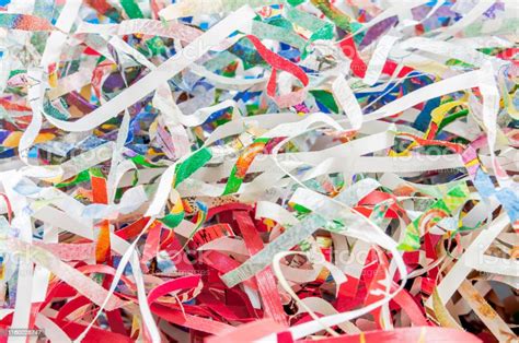 Closeup Shredded Paper Texture And Reuse Colorful Paper Scrap Of