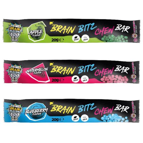 Brain Blasterz Brain Bitz Sour Chew Bar 20g Poppin Candy