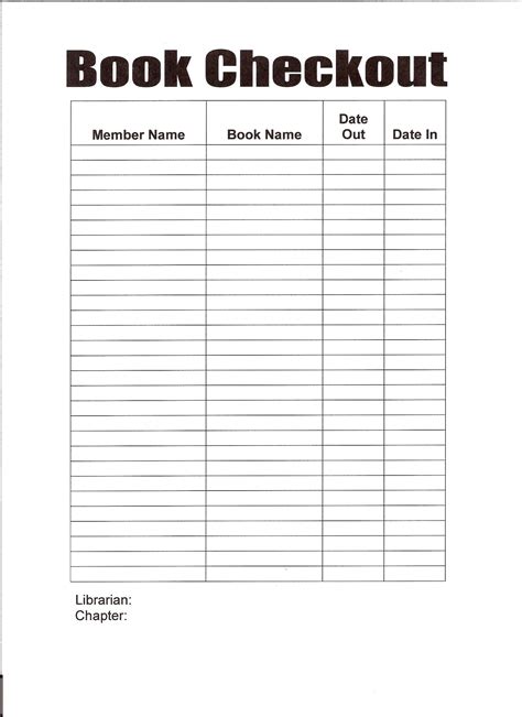 Book Check Out Sheet Library Signs Library Card Templates Printable