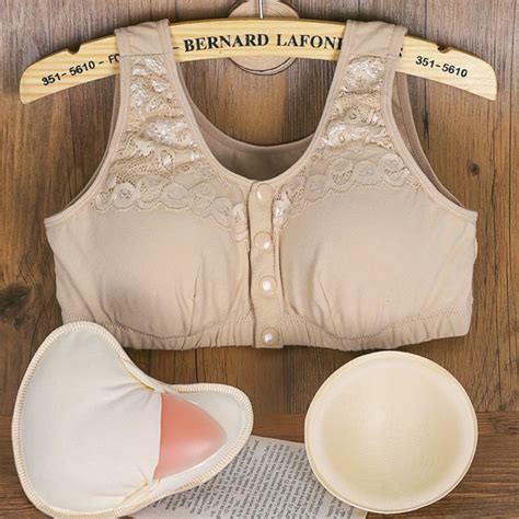 4pcs Lace Mastectomy Breast Insert Pocket Bra Breast Cancer Underwear Front Buckle Cancer Vest