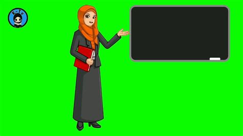 Green Screen Animasi Kartun Guru Mengajar Guru Berhijab Part 4 Youtube