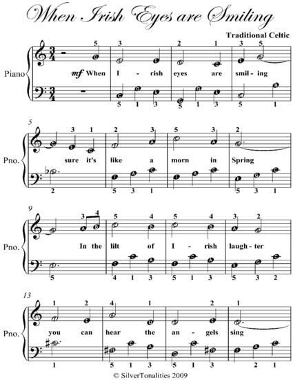 When Irish Eyes Are Smiling Easy Piano Sheet Music Read