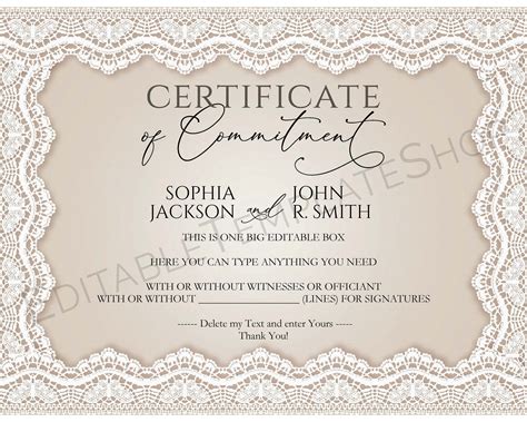 Commitment Certificate Free Printable Printable Templates