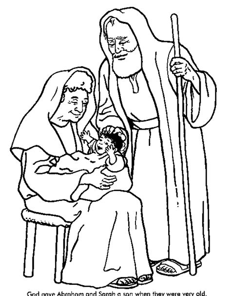 Abraham and Sarah are blessed with Isaac! Kleurplaat Abraham krijgt