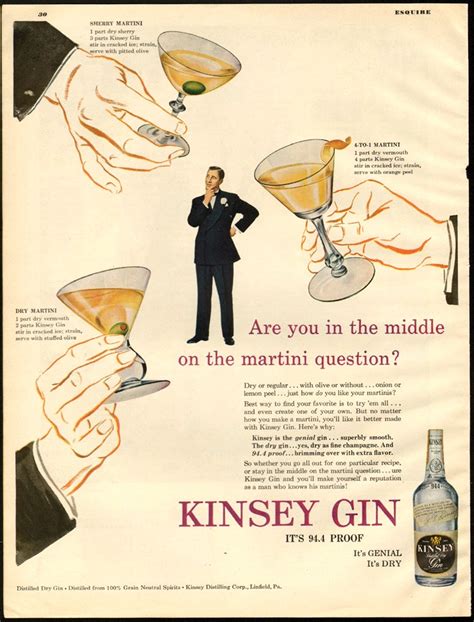 Vintage Recipe Blog: Ad & Cocktail: Kinsey Gin & The Martini