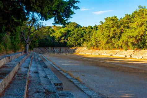 Ancient Olympic Stadium At Rhodes Greece Stock Photo Image Of Rhodos