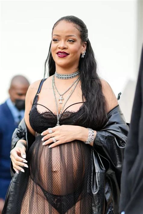 Rihanna Thrills Fans As She Shows Off Blooming Baby Bump In Completely Sheer Dress Daily Star