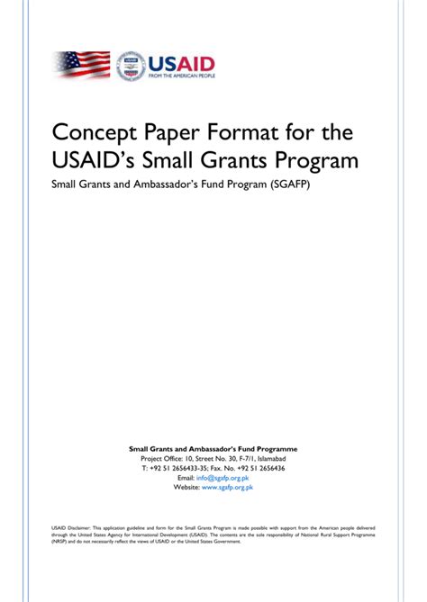 This paper serves as a prelude to a full writing project, which can be keep your concept paper neat and short because teachers will reject it if a final draft is poorly formatted or contains other errors. CONCEPT PAPER FORMAT for SMALL GRANTS PROGRAM