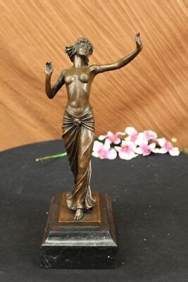 Art Deco Sculpture Nude Girl Woman Breast Bronze Statue Figurine Figure