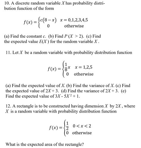 Solved 10 A Discrete Random Variable X Has Probability Chegg