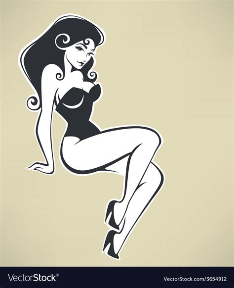 Sitting Pinup Girl Royalty Free Vector Image Vectorstock