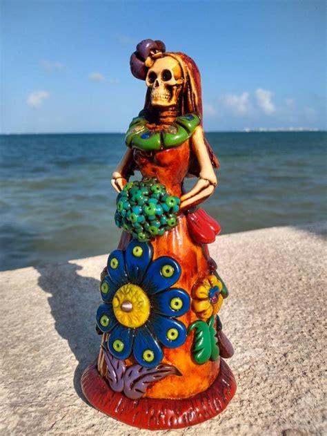 Mexican Talavera Santa Catrina Day Of The Dead Folk Art Santa Etsy