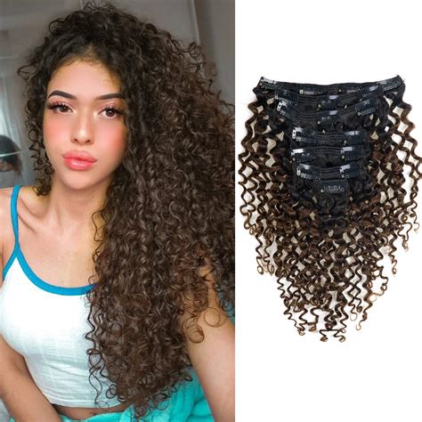 Buy Caliee 20 Inch Curly Clip In Hair Extension Human Hair Jerry Curly