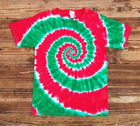 Kids Christmas Tie Dye Shirt Red And Green Spiral T Shirt Xs Etsy