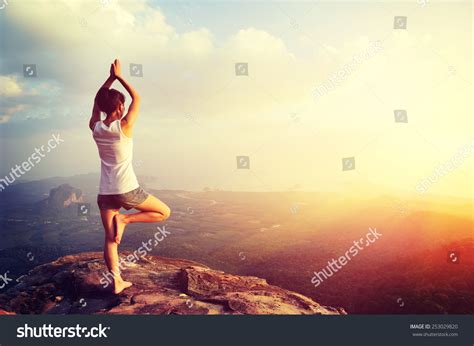 Yoga Woman Mountain Peak Stock Photo 253029820 Shutterstock